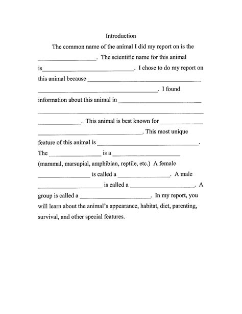 3rd Grade Animal Report Template Free Download