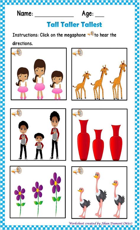 Height Recognition Concept Interactive And Downloadable Worksheet You Can Do The Exercises