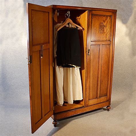 Antique Wardrobe Oak Edwardian English Armoire - Antiques Atlas