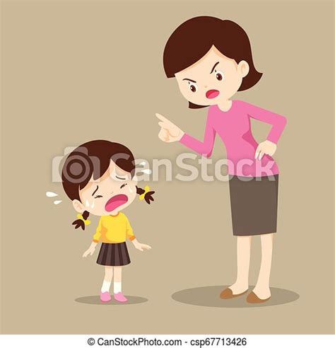 Mother Scolding Crying Children Woman Mother Is Scolding Her Daughter