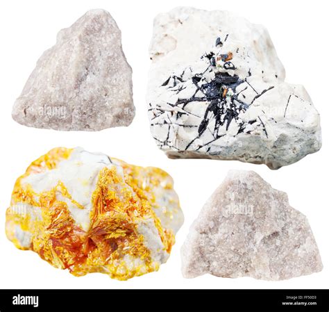 Set Of Natural Mineral Stones Specimens Of Dolomite Dolostone Rocks