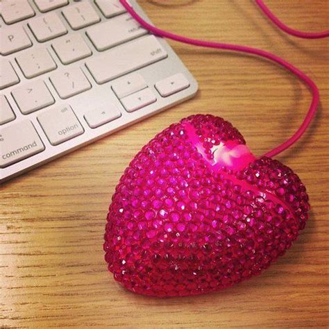 Pink Heart Mouse To Add Some Bling To Your Office Space