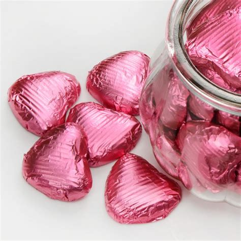 Pink Foil Wrapped Chocolate Hearts Favour This