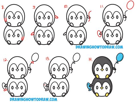 How To Draw Cute Kawaii Penguins Stacked From 8 With Easy