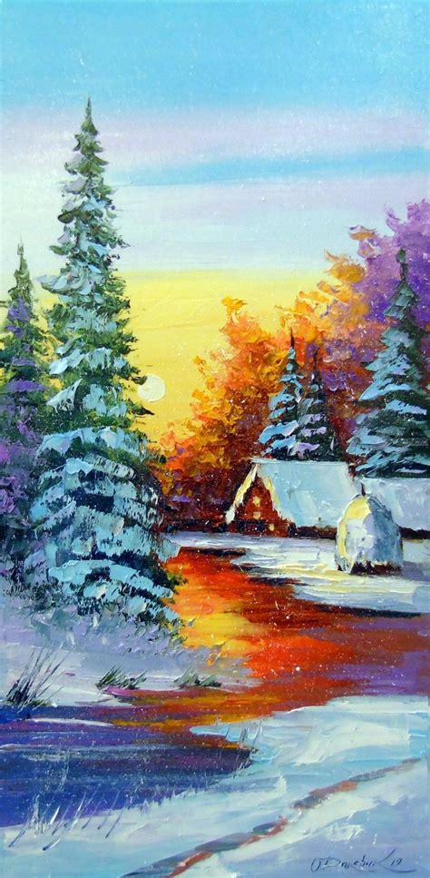 Winter Landscape Painting Oil Painting Nature Winter Painting