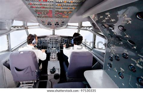 Pilots Inside Cabin Flying Airplane Stock Photo 97530335 Shutterstock