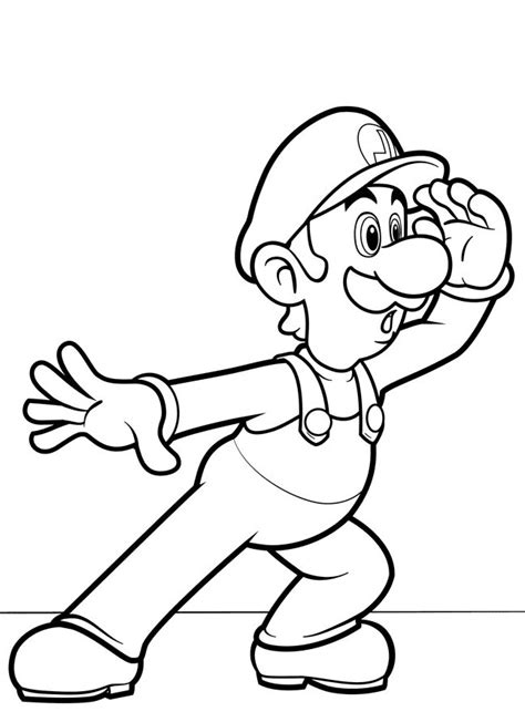 Super Mario Bros Luigi Is Looking Away Coloring Page Free Printable