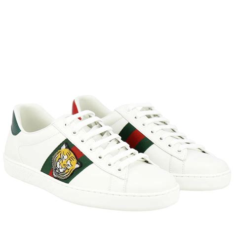 Gucci New Ace Lace Up Sneakers In Smooth Leather With Web Bands And