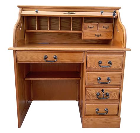 Buy Small Roll Top Desk For Home Office Or Student Solid Oak Wood