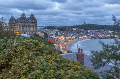 View Of South Bay And Scarborough At Dusk Scarborough North Yorkshire