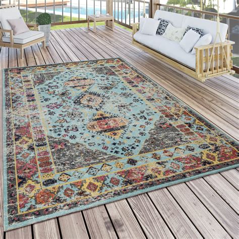 Preise vergleichen und bequem online bestellen! Outdoor-Teppich Orient-Design Türkis Blau | TeppichCenter24