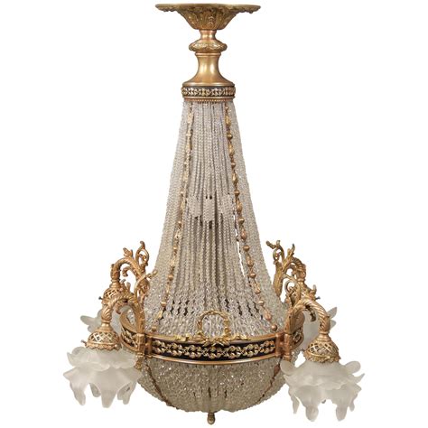 Impressive Late 19th Century Gilt Bronze And Baccarat Crystal