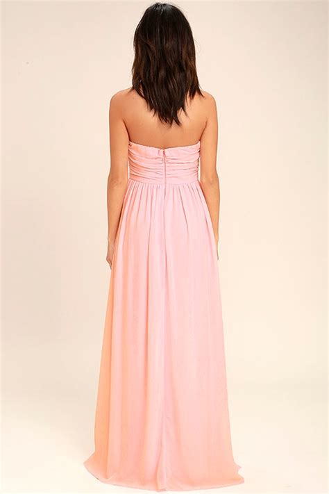 Lovely Maxi Dress Blush Pink Dress Strapless Dress 8400