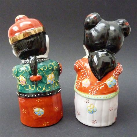 Chinese Porcelain Lucky Children Figurines Golden Boy En Jade Girl