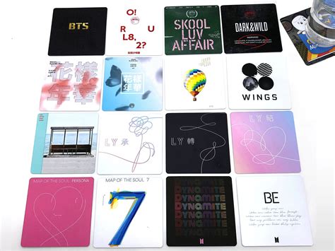 Kpop Drink Coasters Bts Album Covers Set Of 16 K Pop Etsy