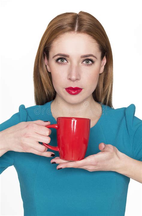 Young Pretty Woman Holding A Cup Of Tea Or Coffee Stock Image Image