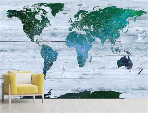 Customized World Map 2 Wallpaper Mural World Map Mural Map Murals Images