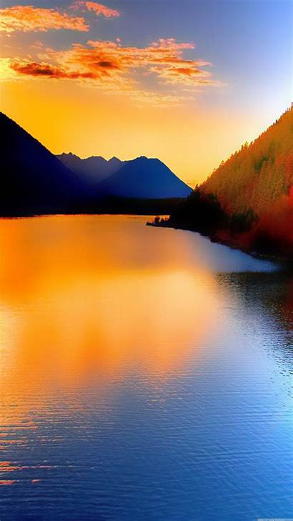 Iphone Sunset Lake Mountains Plus Nature Wallpapers