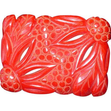 Deco Floral Bakelite Pin From Looluus On Ruby Lane