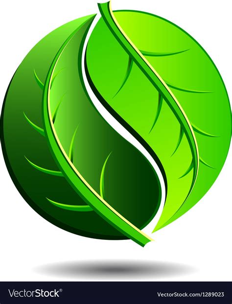 Green Logo Yin Yang Leaf Symbol Royalty Free Vector Image