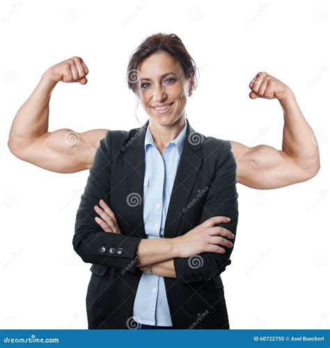 Business Woman Flexing Muscles Stock Photo Image 60722755