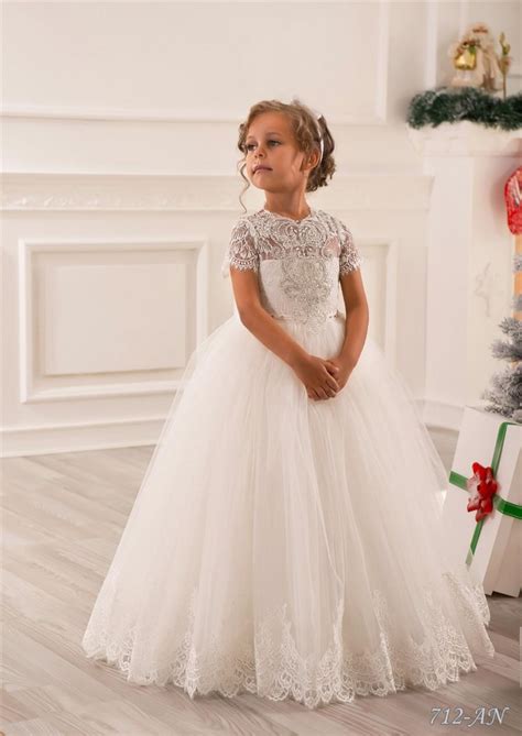 Ivory Lace Flower Girl Dress Wedding Party Holiday Bridesmaid
