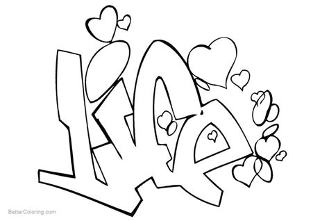 Graffiti Coloring Pages Letters Love Drawing - Free Printable Coloring