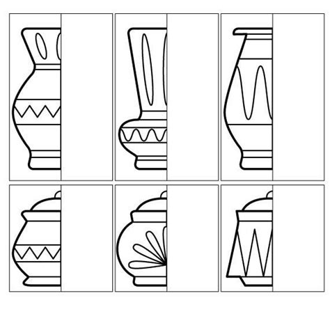Line drawing is very basic but it can be tricky. Coloring for kids. Complete Drawing the vase and pot ...