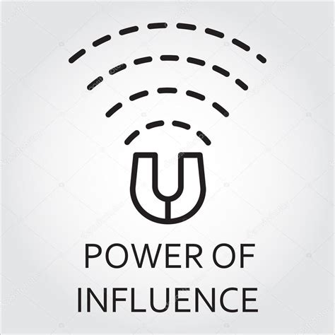 Black Flat Line Vector Icon Power Of Influence As Magnet Stock Vector