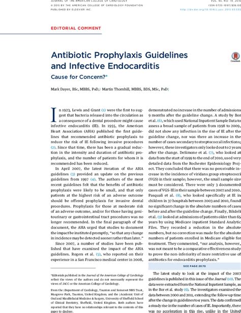 Antibiotic Prophylaxis Guidelines And Infective Endocarditis Cause For