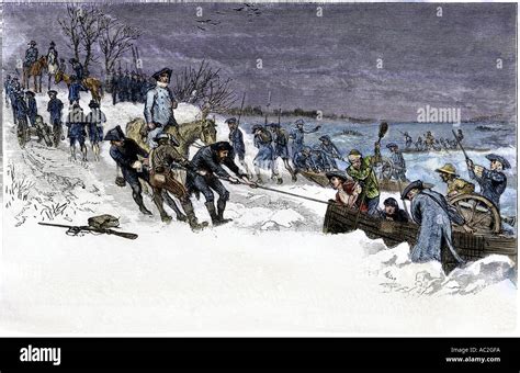 George Washington Y Su Ejército Cruzando El Río Delaware De Hielo Para