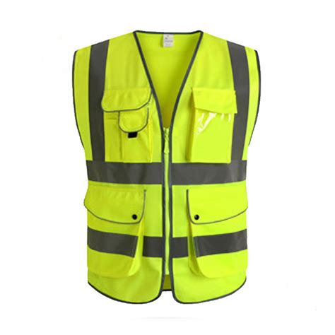 Green Unisex High Visibility Reflective Multi Pockets Construction