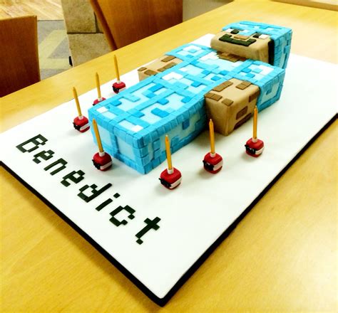 Pattern of 0, 1/2 heart, 1/2 heart, 1/2 heart, 1/2 heart, 0 hearts. Minecraft cake, Steve diamond armour cake | Minecraft cake ...