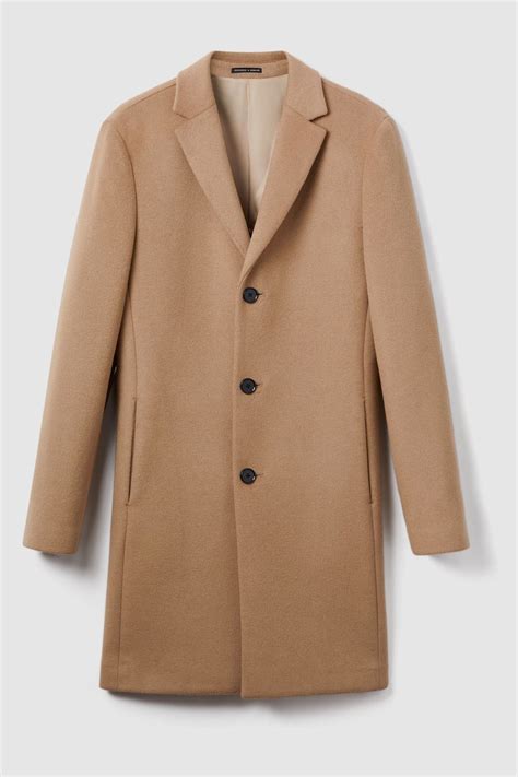 Buy Reiss Camel Gable Wool Blend Single Breasted Epsom Overcoat From