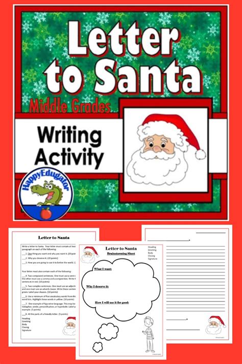 Christmas Letter To Santa Writing Activity Middle School Printable And