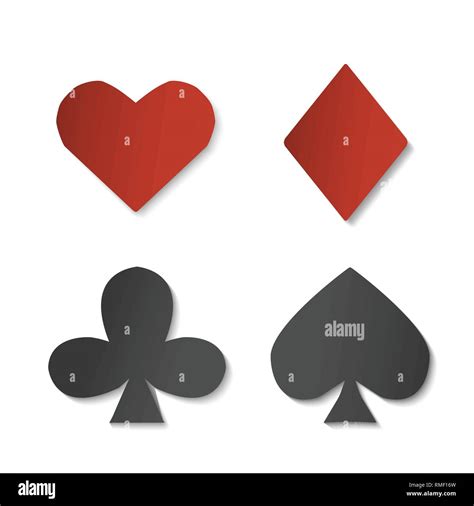 Playing Card Sign Symbols Paper Set Of Four Shapes Vector