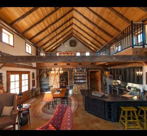 They promote exchanges between family members, and are also ideal for entertaining family and friends on. Log cabin inspired open concept | Pole barn living ...