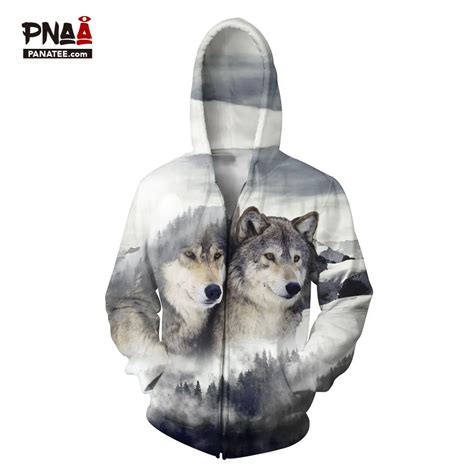 Pnaa Wolf 3d Print Hoodies Casual Pullover Men Sweatshirts Cool Hoodies
