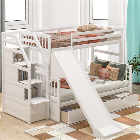Buy Twin Over Full Bunk Bed With Slide Twin Over Full Bunk Bed With