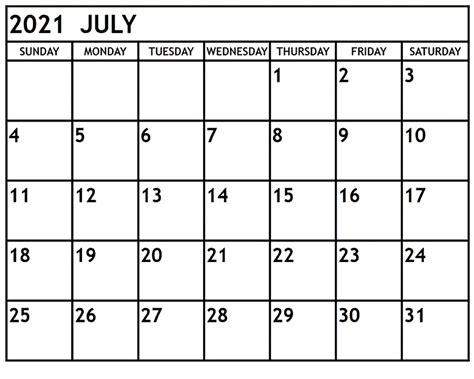 Please select your options to create a calendar. Blank July 2021 Calendar Editable PDF - Thecalendarpedia