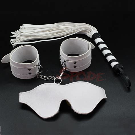 White Pu Sex 3pcslot Bondage Restraints Kit Handcuffs Slave Blindfold