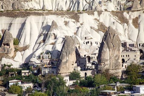 Panoramic View Of Goreme Village And The Fairy Chimneys Turkey Stock