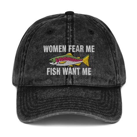 Women Fear Me Fish Want Me Embroidered Vintage Cotton Etsy