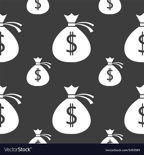 Money Bag Icon Sign Seamless Pattern On A Gray Vector Image
