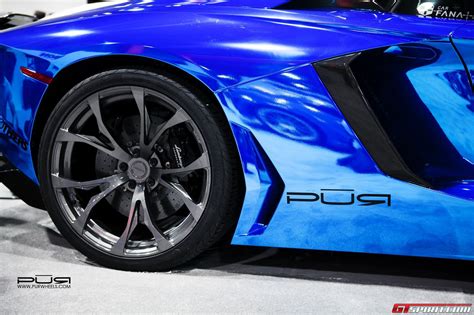 Sema 2013 Chrome Blue Lamborghini Aventador On Pur Wheels Gtspirit