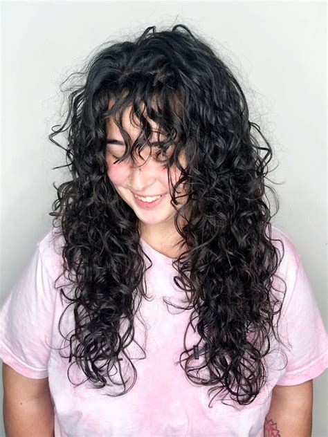 curly bangs curly shag devacut long curly hair in 2020 with images curly hair styles