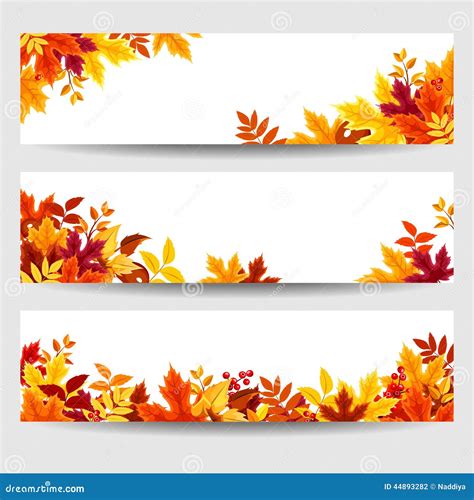 Vector Banners With Colorful Autumn Leaves Stock Vector Illustration