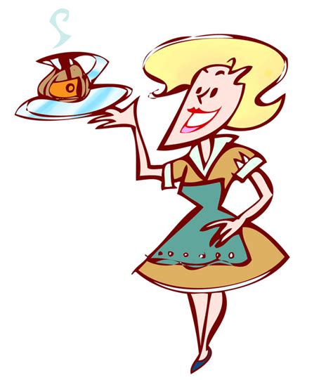 Cartoon Waitress Serving You With A Smile