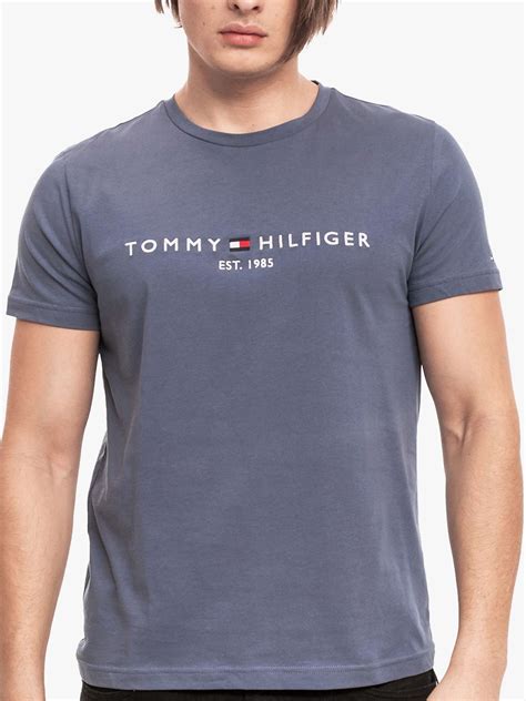 Tommy Hilfiger Flag Logo Crew Neck T Shirt Faded Indigo At John Lewis And Partners