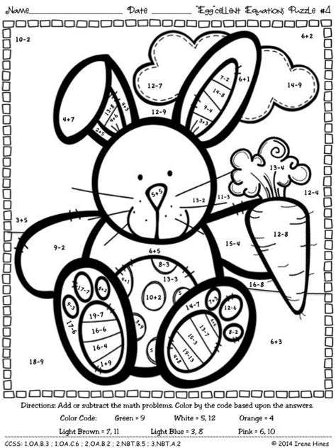 Easter Math Color By Number Code Spring Addition And Subtraction Coloring